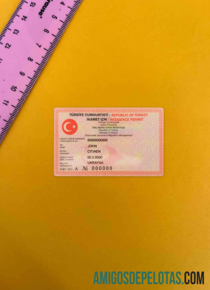 Autorização de residência na Turquia (versão 2) Photolook FRONT modelo